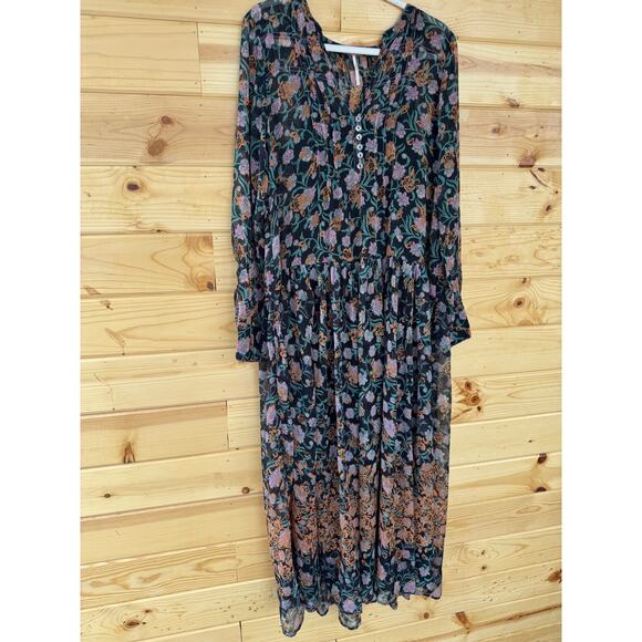 Free People See It Through Maxi Dress Black Combo Size Small - Picture 6 of 7